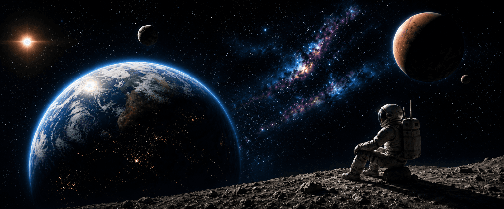 Space Galaxy Background with Astronaut